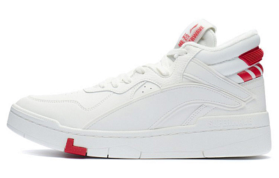 LiNing Wave Superwave Mid Abrasion Resistant Breathable Mid Top Skateboard Shoes Men's White Red