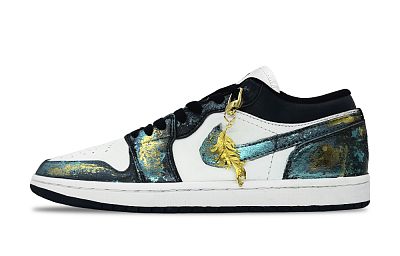 Jordan Air Jordan 1 Abrasion Resistant Low Top Vintage Basketball Shoes Unisex Black