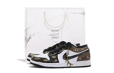Jordan Air Jordan 1 Abrasion Resistant Coverage Low Top Vintage Basketball Shoes Unisex Black