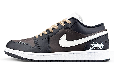 Jordan Air Jordan 1 Abrasion Resistant Low Top Vintage Basketball Shoes Unisex Black Brown