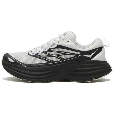 HOKA ONE ONE Bondi 8 Abrasion Resistant Low Top Running Shoes Unisex Black White