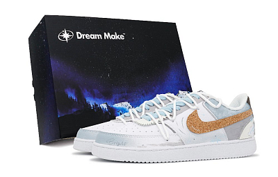 Nike Court Vision 1 Skateboard Shoes Men Low-Top Gray Blue/Brown