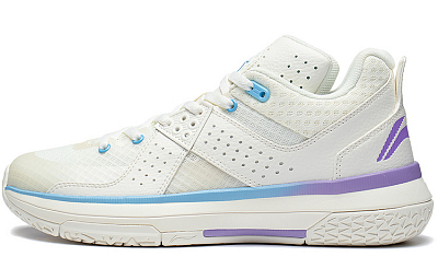 LiNing All City 5 Anti Slip Wear Resistant Mid Top LI NING CLOUD/LINING Cloud Basketball Shoes Men's White Blue Purple