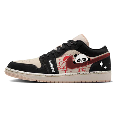 Jordan Air Jordan 1 Sunrise, Cute Bear Cat Anti Slip Wear Resistant Low Top Vintage Basketball Shoes Women's Black Pink