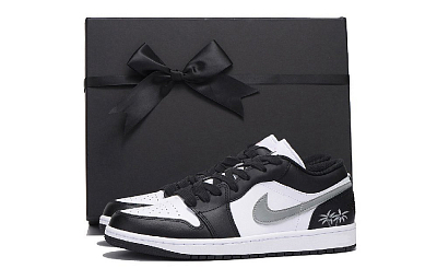 Jordan Air Jordan 1 Abrasion Resistant Coverage Low Top Vintage Basketball Shoes Unisex Light Gray