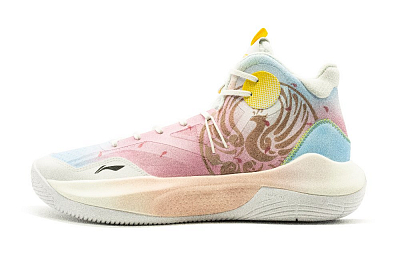 LINING Sonic 9 Team Basketball Shoes Men Mid-Top Blue/Pink/Copper