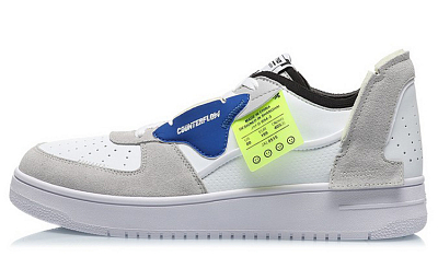LiNing CF Deconstruction Anti Slip Wear Resistant Low Top Skateboard Shoes Men's White Gray Black