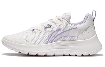 LiNing Slip Resistant, Abrasion Resistant, Breathable Low Top Running Shoes Women's White Purple