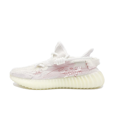 Adidas Originals Yeezy Boost 350 V2 Peach Mist Love Letter Abrasion Resistant Low Top Casual Shoes Unisex Pink