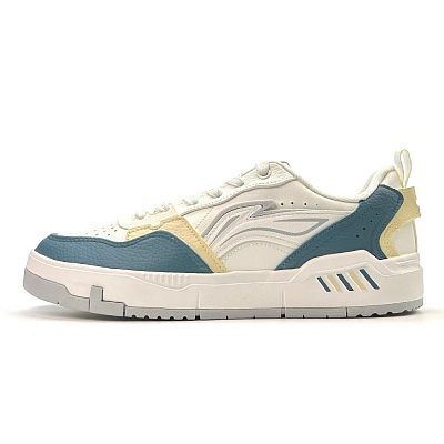 LiNing Yuan Chu Cushioned Wear Resistant Lightweight Low Top Skateboard Shoes Unisex White Blue Yellow