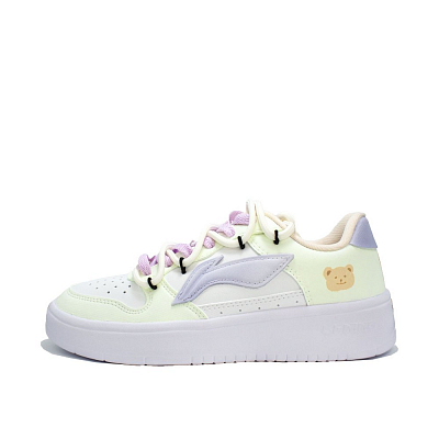 LiNing Pontoon Boats Cushioning Lightweight Low Top Skateboard Shoes Unisex Yellow Purple