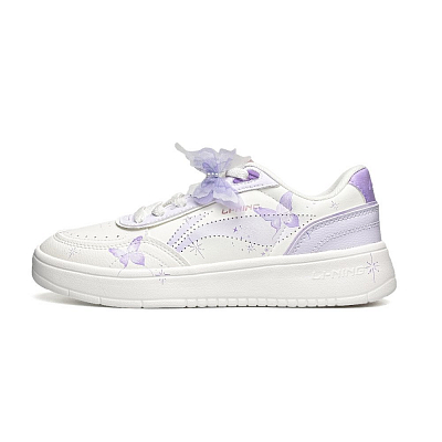 LiNing Su Anti Slip Wear Resistant Low Top Skateboard Shoes Women's White Purple