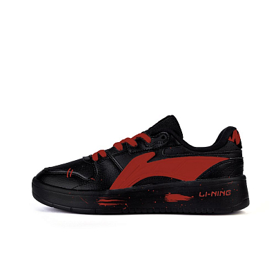 LiNing Slip-Resistant Cushioning Wear-Resistant Low-Top Skateboard Shoes Men's Black Red