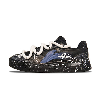 LiNing Slip-Resistant Coverage Low-Top Skateboard Shoes Men's Black White