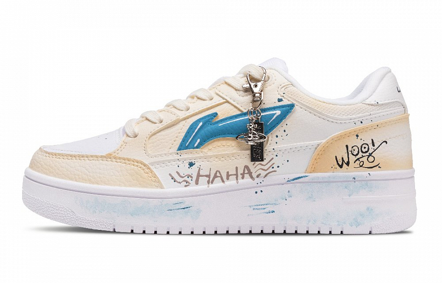 LiNing Tianji Anti Slip And Wear Resistant Height Increasing Low Top Skateboard Shoes Unisex White Yellow Blue купить в интернет-магазине Yoocart с быстрой доставкой по России.