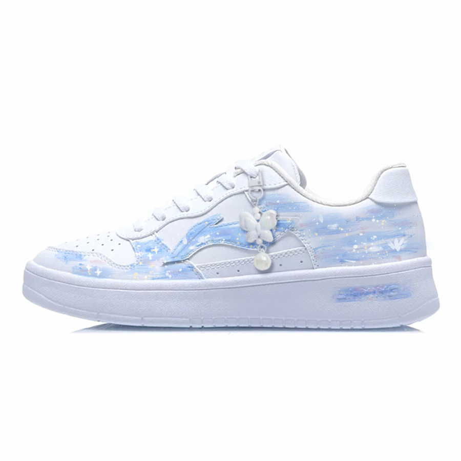 LiNing Pontoon Boats Wear resistant And Lightweight Low Top Skateboard Shoes Women's Blue White купить в интернет-магазине Yoocart с быстрой доставкой по России.