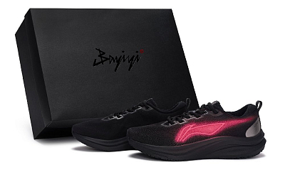 LiNing Red Hare 8 Anti Slip Wear Resistant Low Top Running Shoes Men's Black Rose Red