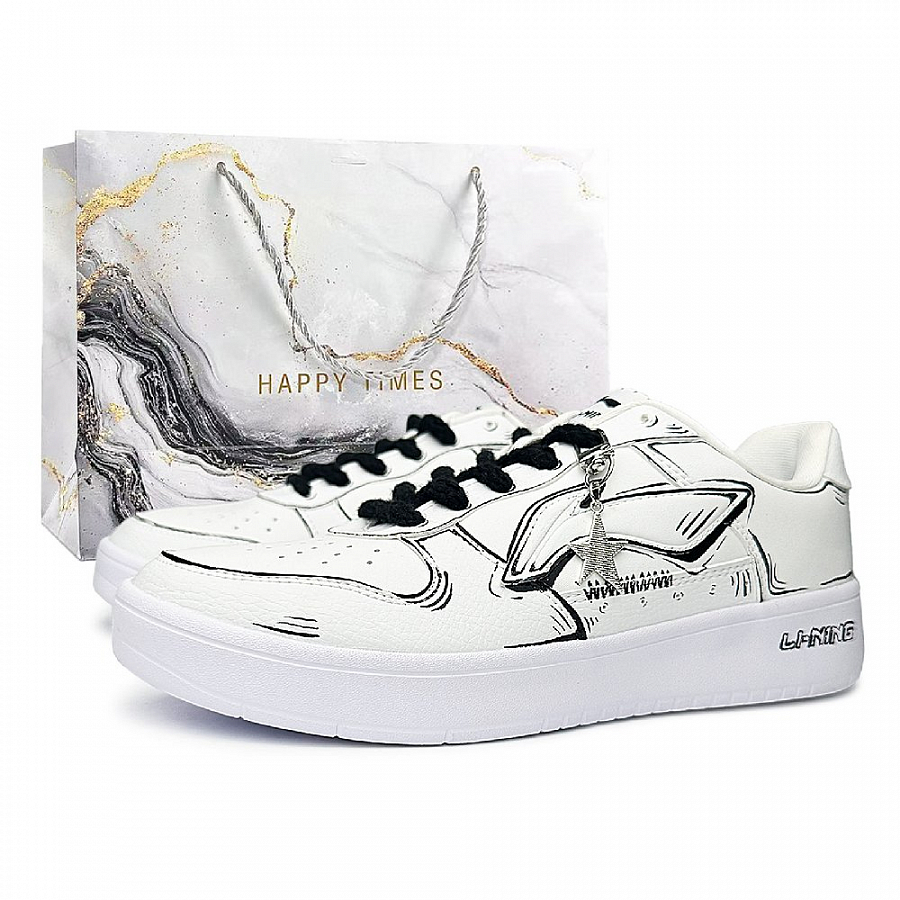 LiNing Pontoon Boats Lightweight, Slip Resistant, And Abrasion Resistant Low Top Skateboard Shoes Unisex White Black купить в интернет-магазине Yoocart с быстрой доставкой по России.