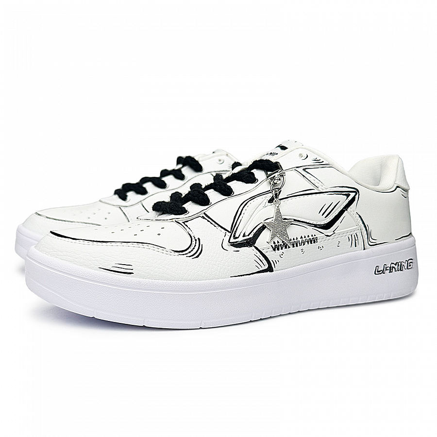LiNing Pontoon Boats Lightweight, Slip Resistant, And Abrasion Resistant Low Top Skateboard Shoes Unisex White Black купить в интернет-магазине Yoocart с быстрой доставкой по России.