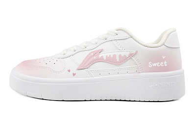 LiNing Pontoon Boats Cushioning, Wear Resistant Low Top Skateboard Shoes Women's Pink