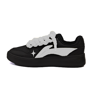 LiNing Acer Truncatum Slip-Resistant Cushioning Abrasion-Resistant Low-Top Skateboard Shoes Men's Black White