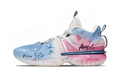 LiNing Storm 2024 Shock Absorbers Slip Resistant Abrasion Resistant Low Top Basketball Shoes Men's Pink Blue