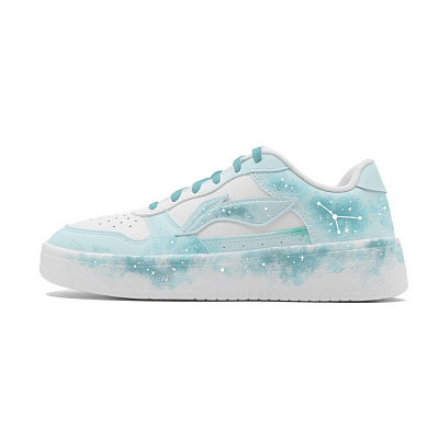 LiNing Pontoon Boats Cushioning, Wear Resistant Low top Skateboard Shoes Unisex White Blue