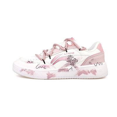 LiNing Su Slip Resistant Lightweight Height Increasing Low Top Skateboard Shoes Women's Pink