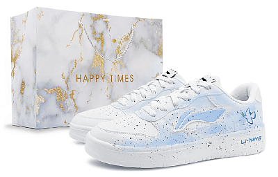 LiNing Pontoon Boats Slip Resistant Waterproof Abrasion Resistant Low top Skateboard Shoes Men's Light Blue