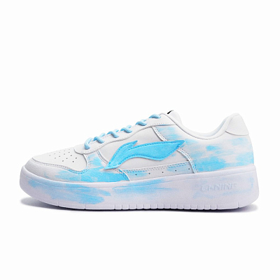 LiNing Pontoon Boats Blue Lightweight, Breathable, And Slip Resistant Low top Skateboard Shoes Unisex Blue White
