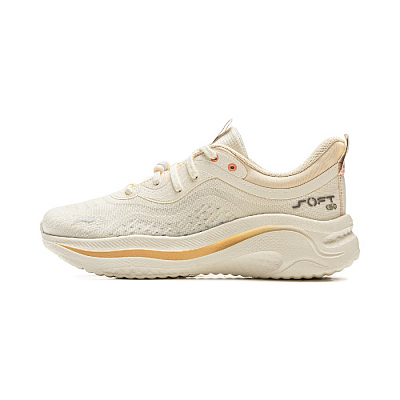 LiNing SOFT GO 2 WMS Cushioning, Slip Resistant, Abrasion Resistant, Support, Rebound Low Top Casual Shoes Women's Ecru