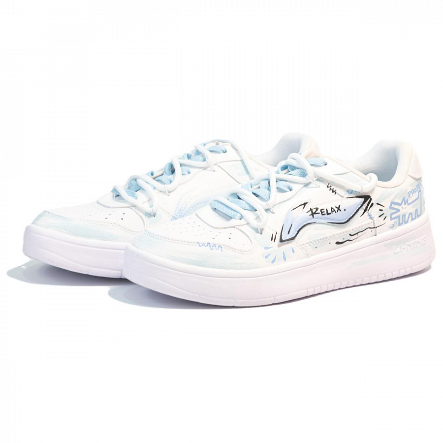 LiNing Pontoon Boats Anti Slip Wear Resistant Low Top Skateboard Shoes Women's White Blue купить в интернет-магазине Yoocart с быстрой доставкой по России.