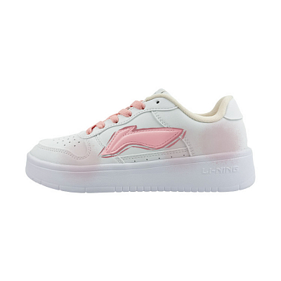 LiNing Pontoon Boats Slip Resistant, Abrasion Resistant, Breathable Low top Skateboard Shoes Women's White Pink