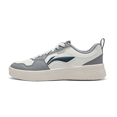 LiNing Early Cloud Abrasion-Resistant Slip-Resistant Low-Top Skateboard Shoes Men's Gray White