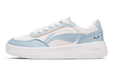 LiNing Su Slip Resistant Lightweight Height Increasing Low Top Skateboard Shoes Women's White Blue