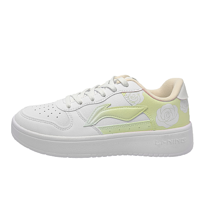 LiNing Pontoon Boats Slip Resistant Lightweight Abrasion Resistant Low top Skateboard Shoes Women's White Yellow