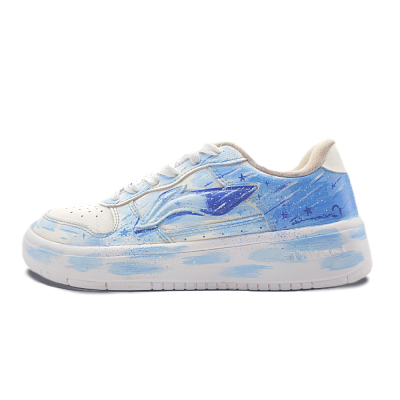 LiNing Pontoon Boats Slip Resistant Shock Absorbers Low Top Skateboard Shoes Unisex Blue White