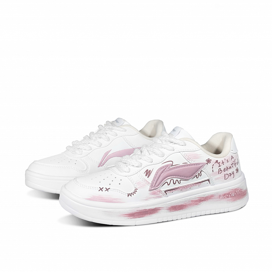 LiNing Pontoon Boats Slip Resistant, Abrasion Resistant, Breathable Low Top Skateboard Shoes Women's Pink White купить в интернет-магазине Yoocart с быстрой доставкой по России.