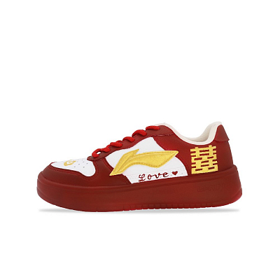 LiNing Pontoon Boats Breathable Slip-Resistant Low-Top Skateboard Shoes Unisex Red Gold