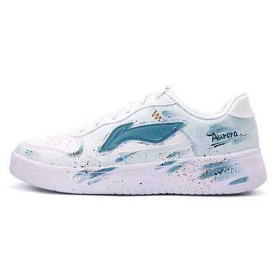 LiNing Pontoon Boats Anti Slip Wear Resistant Low Top Skateboard Shoes Unisex Blue White