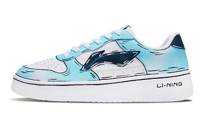 LiNing Pontoon Boats Slip Resistant, Abrasion Resistant, Breathable Low Top Skateboard Shoes Men's Lake Blue