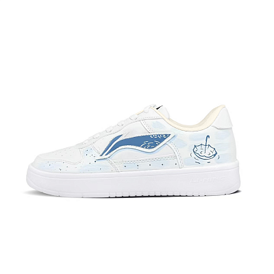 LiNing Pontoon Boats Wear resistant And Lightweight Low Top Skateboard Shoes Women's White Blue