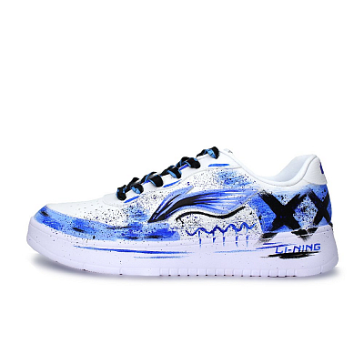 LiNing Pontoon Boats Abrasion Resistant, Lightweight, And Breathable Low Top Skateboard Shoes Unisex White Blue