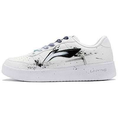LiNing Pontoon Boats Anti-Slip Wear-Resistant Low-Top Skateboard Shoes Men's White Black