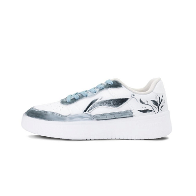 LiNing Pontoon Boats Cushioning Lightweight Slip Resistant Low top Skateboard Shoes Unisex White Indigo Blue