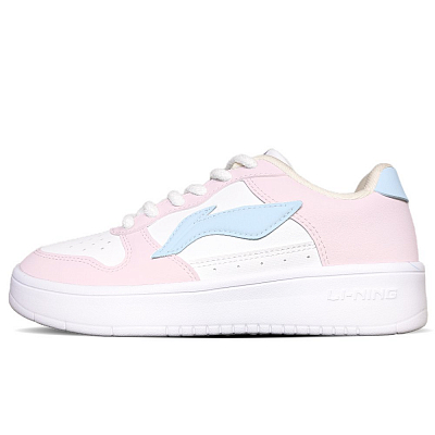 LiNing Pontoon Boats Wear resistant And Lightweight Low Top Skateboard Shoes Women's Pink Blue