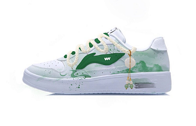 LiNing Pontoon Boats Slip Resistant Cushioning Height Increasing Low top Skateboard Shoes Men's White Green