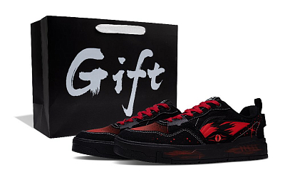 LiNing Yuan Chu Slip Resistant, Lightweight, And Breathable Low Top Skateboard Shoes Men's Black Red