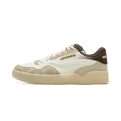 LiNing 001 BTC 2 Slip Resistant, Abrasion Resistant, Breathable Low Top Skateboard Shoes Unisex White Umber