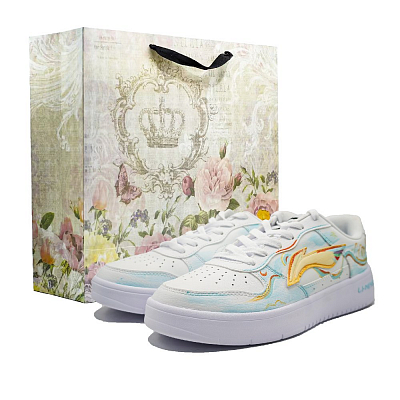 LiNing Pontoon Boats Slip Resistant Cushioning And Breathable Low Top Skateboard Shoes Men's White